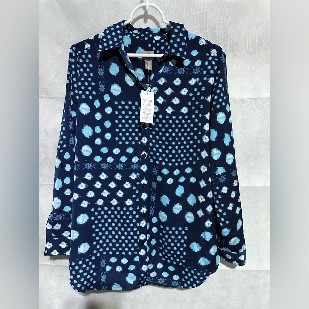 CHICO’S Women’s 1/M Patchwork Play Candy Button D… - image 1